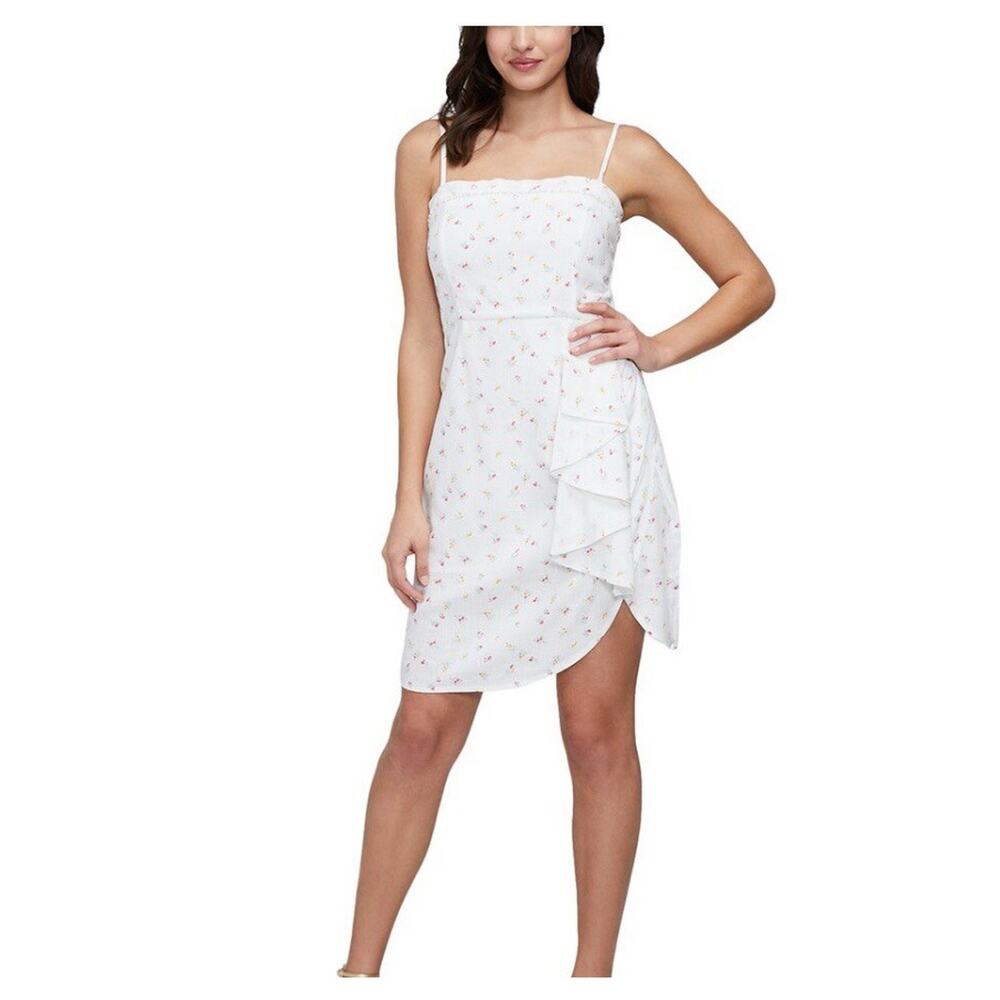 New Wildfox Valletta Drape Linen-Blend Straps A-Line Mini Dress Floral Size M